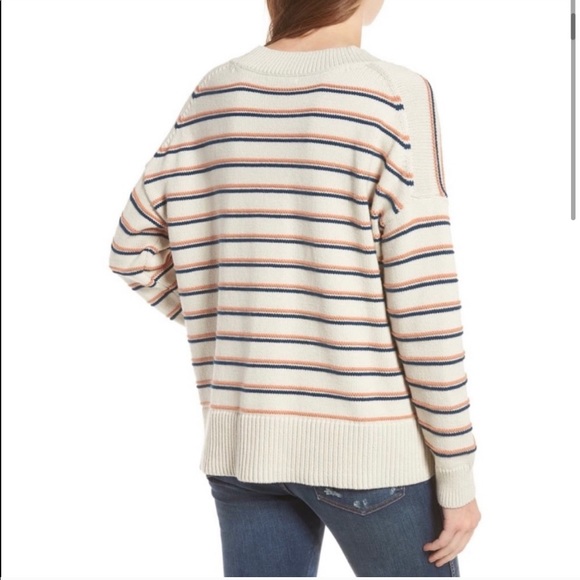 Madewell Brownstone Side-Button Sweater in Stripe - Picture 3 of 9